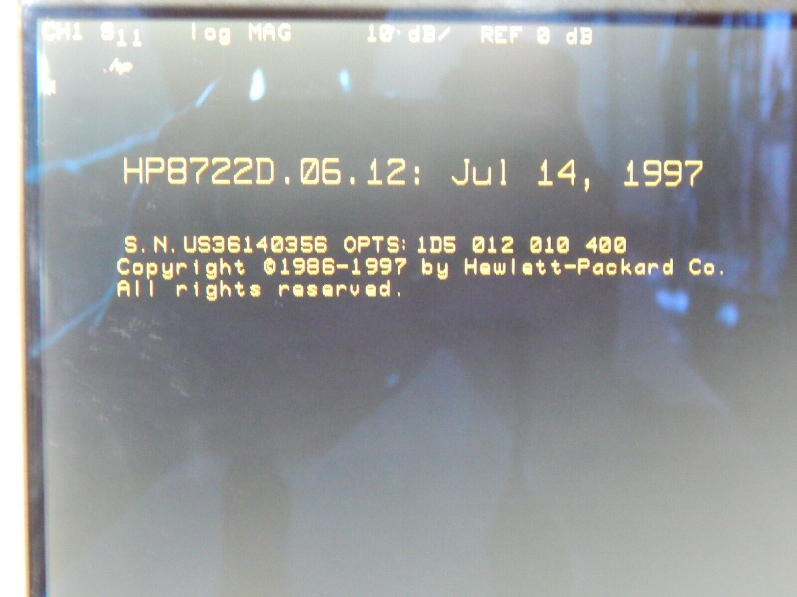 HP Agilent 8722D Network Analyzer Opt's 010, 012, 1D5, 400 S/N US36140356 WRNTY HP Agilent 8722D Network Analyzer Opt's 010, 012, 1D5, 400 S/N US36140356 WRNTY